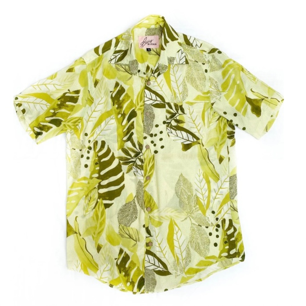 Billy Aloha Short Sleeve Coconut Greens shirt size small